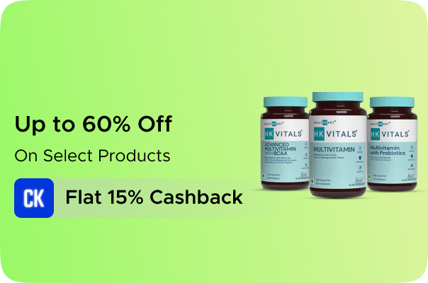Up to 60% Off on Selected Products + Flat 15% CashKaro Cashback on all HK Vitals orders